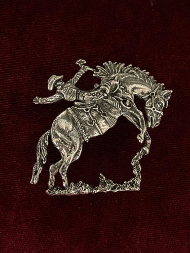 Silver Bucking Bronc Hat Pin 2” Long and 3” wide